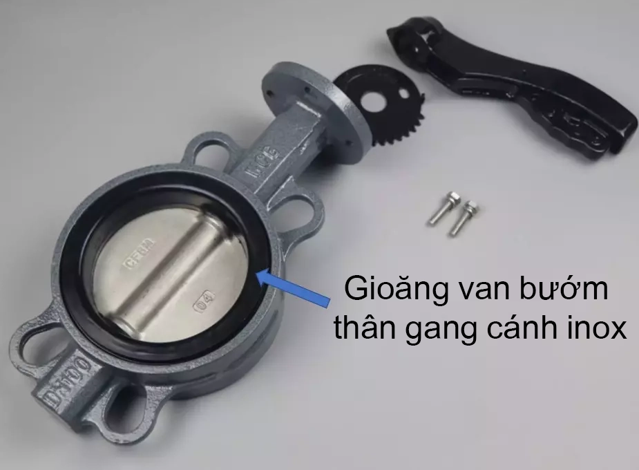 Gioăng van bướm thân gang cánh inox