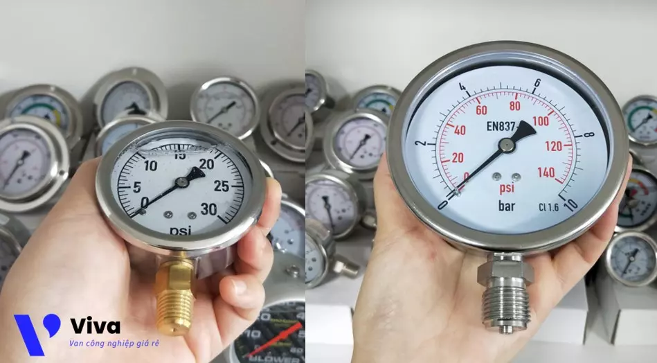 Đồng hồ đo áp suất khí nén đa dạng kích thước