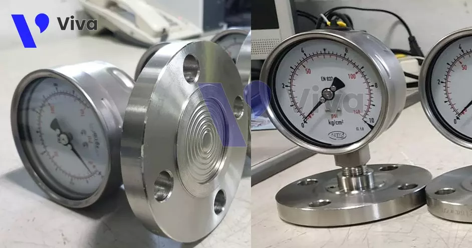 Đồng hồ đo áp suất dạng màng lắp bích
