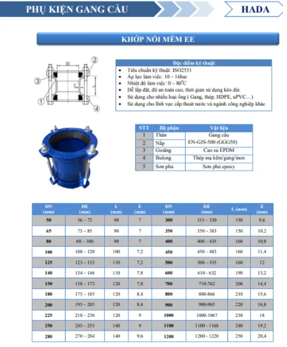 Catalogue mối nối mềm EE