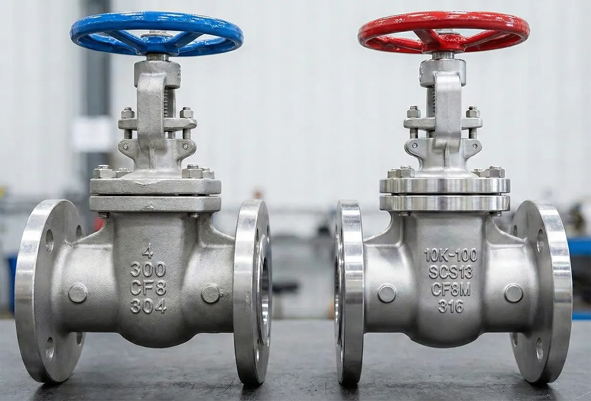 Cách phân biệt van cổng Inox 304 (CF8) và Inox 316 (CF8M) qua ký hiệu đúc nổi