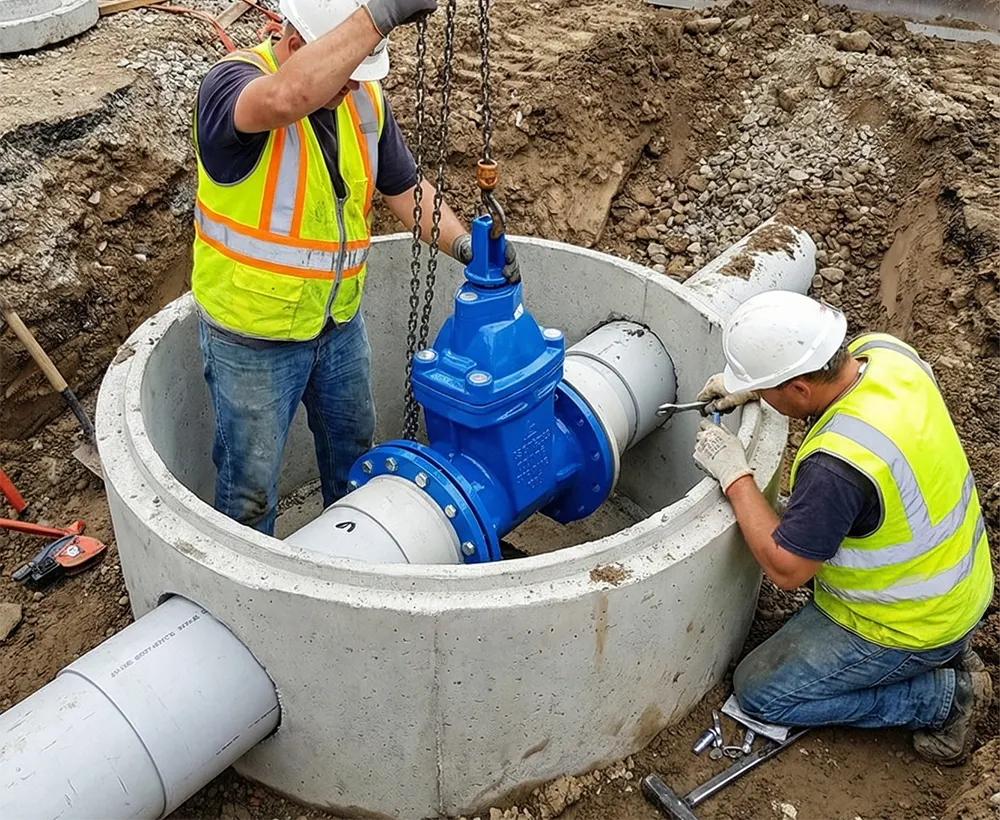 Thi công lắp đặt van cổng nắp chụp ty chìm