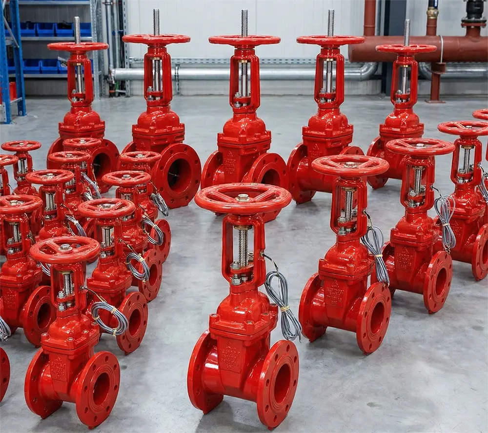 Tổng kho van cổng chữa cháy PCCC màu đỏ, ty nổi và tín hiệu điện