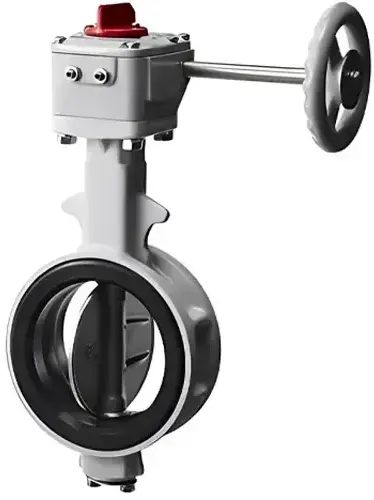 Van bướm gang tai bích tay quay Tomoe 704G-2U lắp trên đường ống