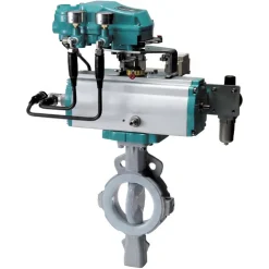 Van bướm lót PTFE khí nén tuyến tính Tomoe 846T/847T + positioner